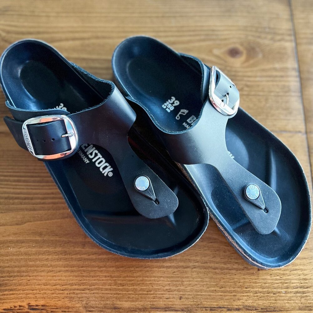 Birkenstock Gizeh Big Buckle Sandals Black Sz 39 / 8-8.5